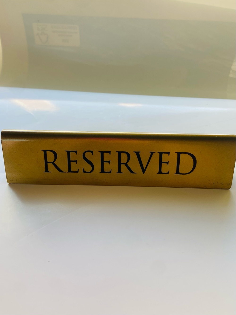 Brass Reserved Table Sign, midcentury modern